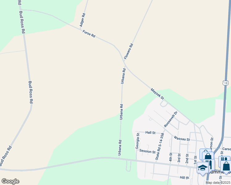 map of restaurants, bars, coffee shops, grocery stores, and more near 1527 Urbana Road in Summerton