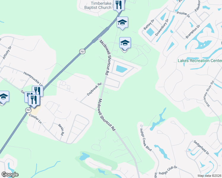 map of restaurants, bars, coffee shops, grocery stores, and more near 9851 Mcdowell Shortcut Road in Murrells Inlet