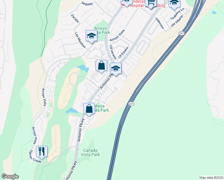 map of restaurants, bars, coffee shops, grocery stores, and more near 25 Baya in Rancho Santa Margarita