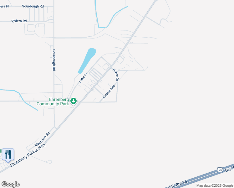 map of restaurants, bars, coffee shops, grocery stores, and more near Hoonan Drive in Ehrenberg