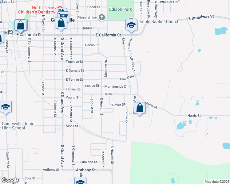 map of restaurants, bars, coffee shops, grocery stores, and more near 1708 Morningside Drive in Gainesville