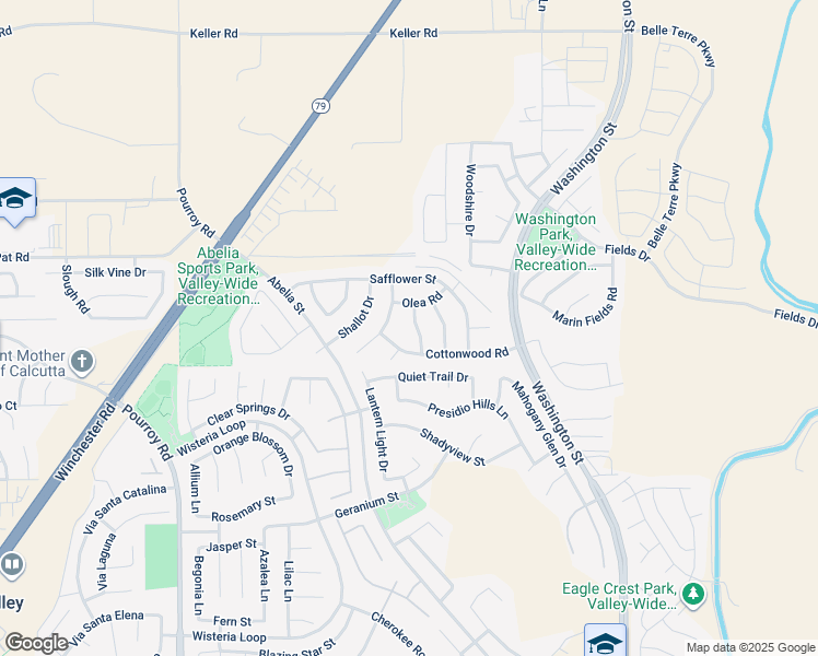 map of restaurants, bars, coffee shops, grocery stores, and more near 34671 Dalea Road in Winchester
