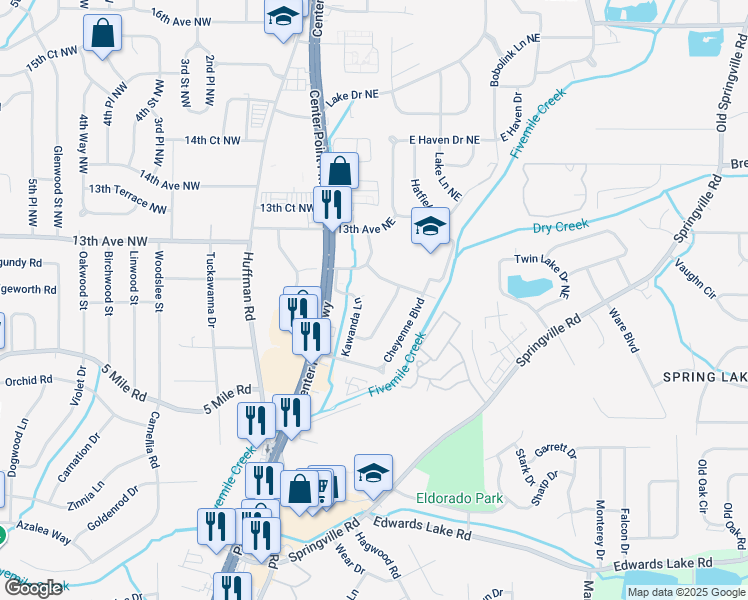 map of restaurants, bars, coffee shops, grocery stores, and more near 1137 Kawanda Lane in Birmingham
