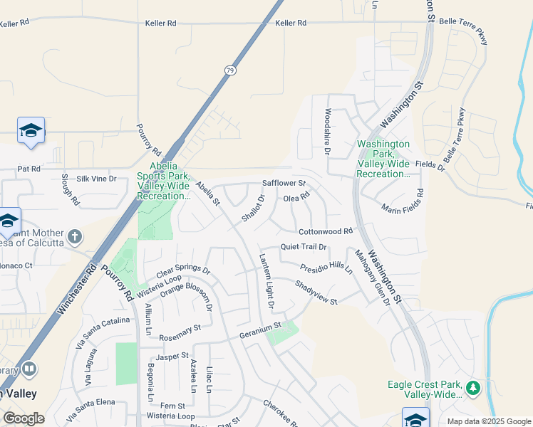 map of restaurants, bars, coffee shops, grocery stores, and more near 34675 Chinaberry Drive in Winchester