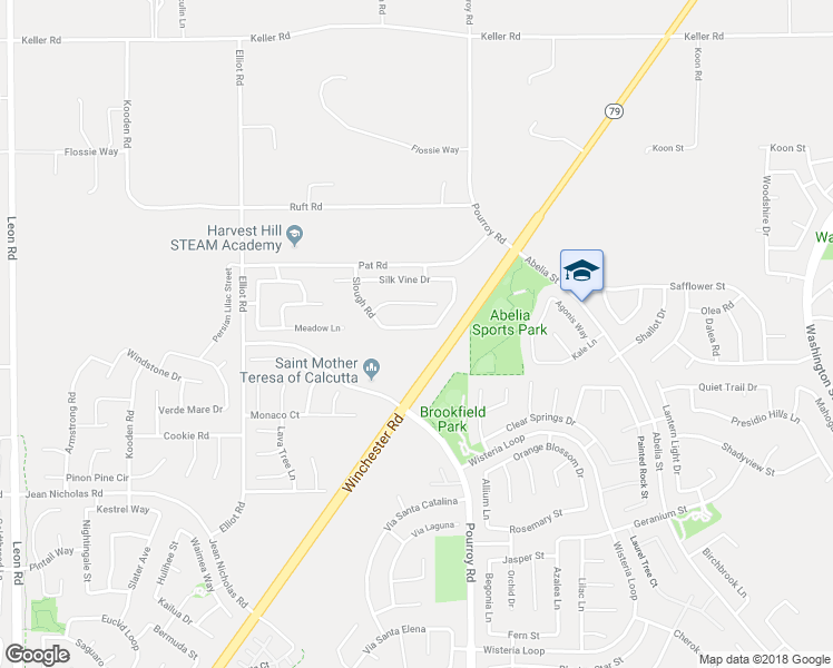 map of restaurants, bars, coffee shops, grocery stores, and more near 31887 Ridge Berry Drive in Winchester