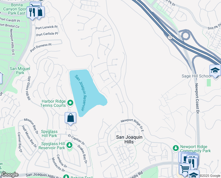 map of restaurants, bars, coffee shops, grocery stores, and more near 12 Rivage in Newport Beach