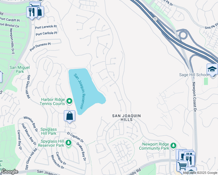 map of restaurants, bars, coffee shops, grocery stores, and more near 12 Rivage in Newport Beach