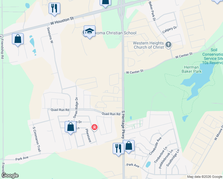 map of restaurants, bars, coffee shops, grocery stores, and more near 800 South Farm to Market Road 1417 in Sherman