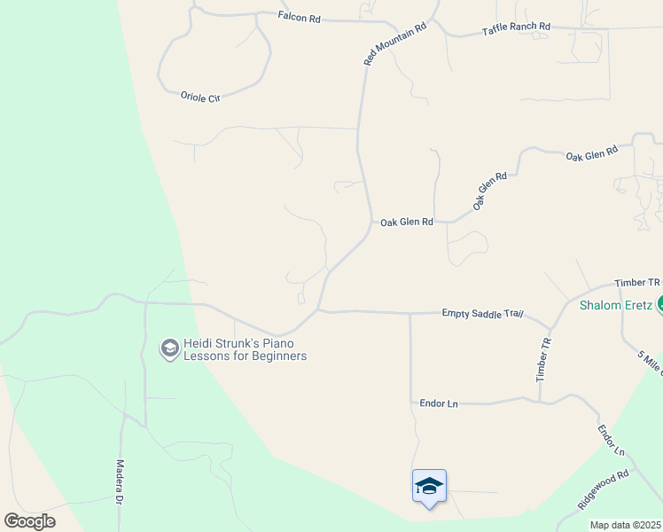 map of restaurants, bars, coffee shops, grocery stores, and more near Red Mountain Road in Riverside County