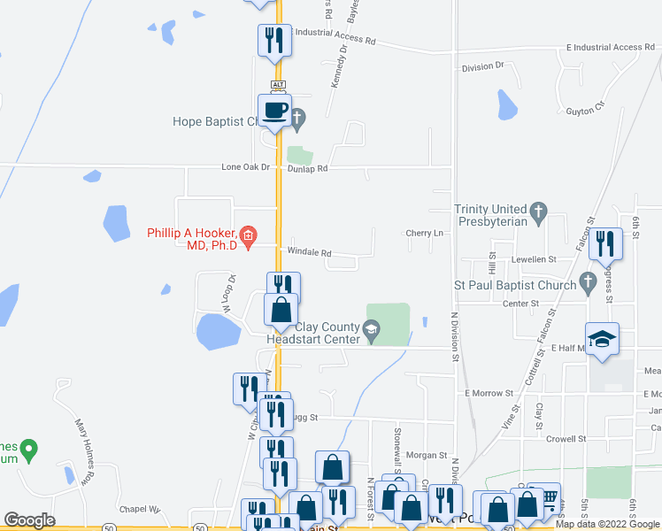 map of restaurants, bars, coffee shops, grocery stores, and more near 14 Windale Drive in West Point