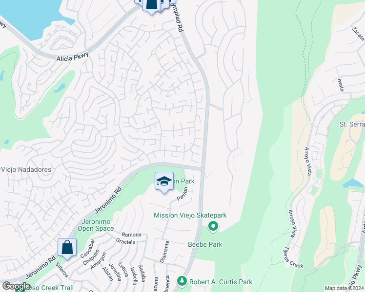map of restaurants, bars, coffee shops, grocery stores, and more near 23815 Villena in Mission Viejo