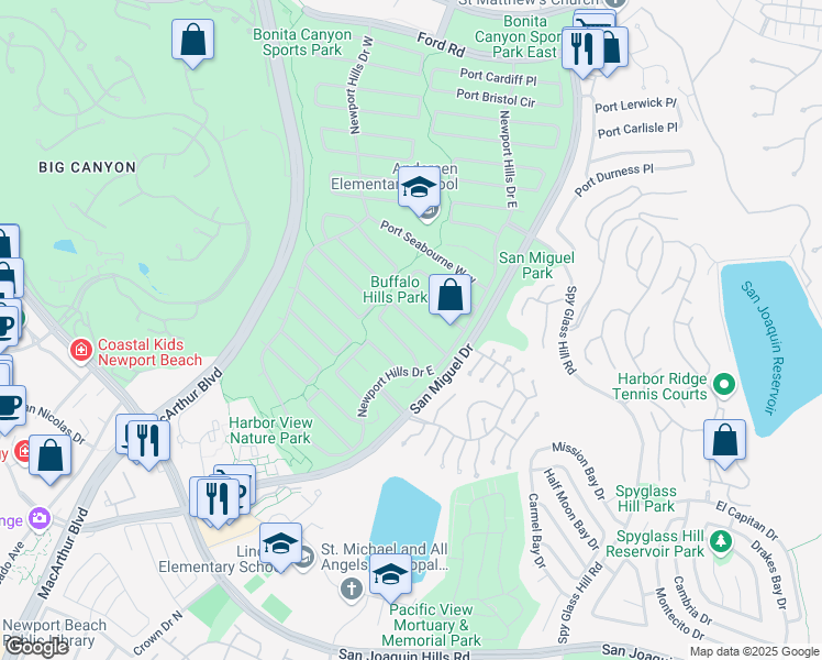 map of restaurants, bars, coffee shops, grocery stores, and more near 1951 Port Locksleigh Place in Newport Beach