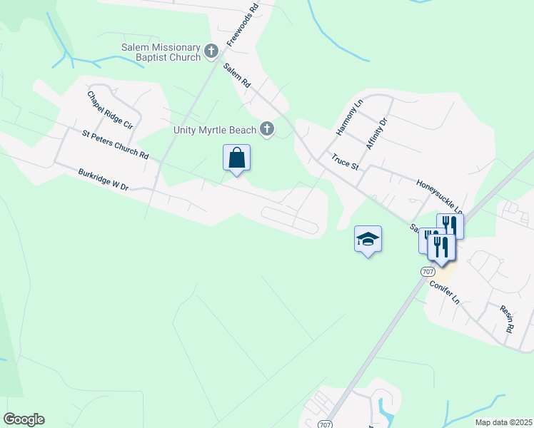 map of restaurants, bars, coffee shops, grocery stores, and more near 1141 Jumper Trail Circle in Myrtle Beach