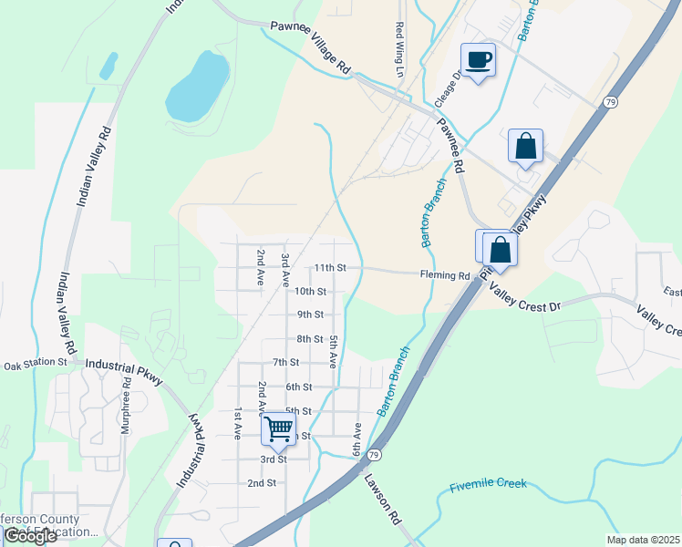 map of restaurants, bars, coffee shops, grocery stores, and more near 503 11th Street in Birmingham