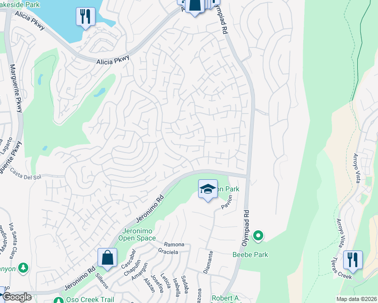 map of restaurants, bars, coffee shops, grocery stores, and more near 28332 Zarza in Mission Viejo
