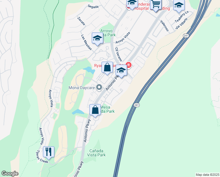 map of restaurants, bars, coffee shops, grocery stores, and more near 7 Pomelo in Rancho Santa Margarita