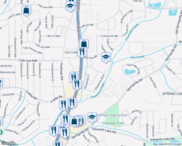 map of restaurants, bars, coffee shops, grocery stores, and more near 1141 Kawanda Lane in Birmingham