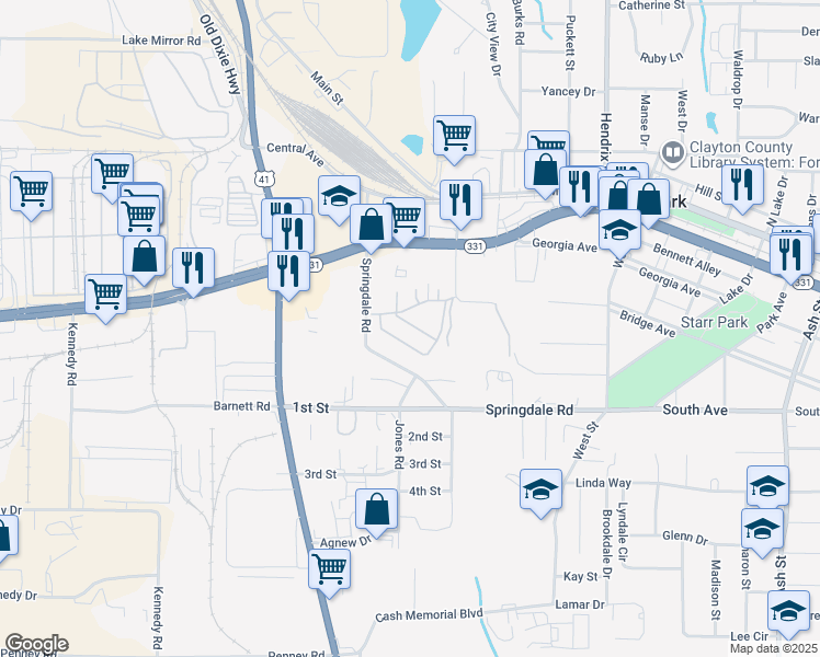 map of restaurants, bars, coffee shops, grocery stores, and more near 170 Governors Drive in Forest Park