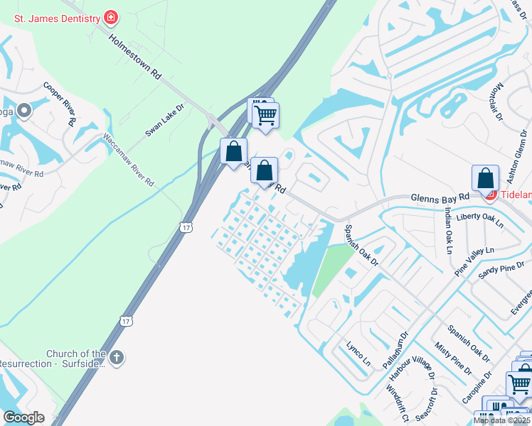 map of restaurants, bars, coffee shops, grocery stores, and more near 2263 Andover Drive in Myrtle Beach