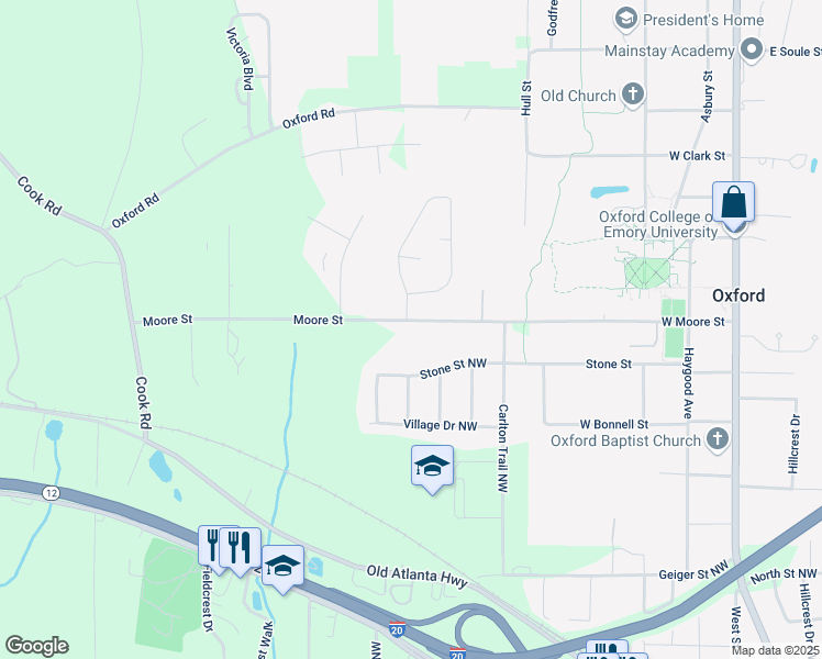 map of restaurants, bars, coffee shops, grocery stores, and more near 571 Moore Street in Oxford