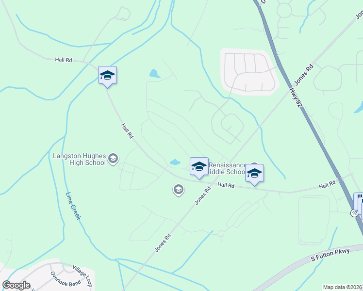 map of restaurants, bars, coffee shops, grocery stores, and more near 7255 Hall Road in Fairburn