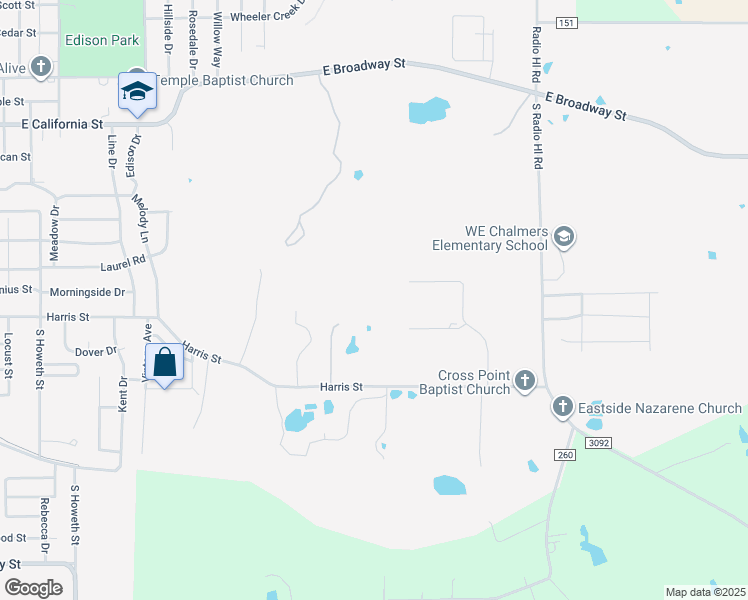 map of restaurants, bars, coffee shops, grocery stores, and more near 3069 Harris Street in Gainesville