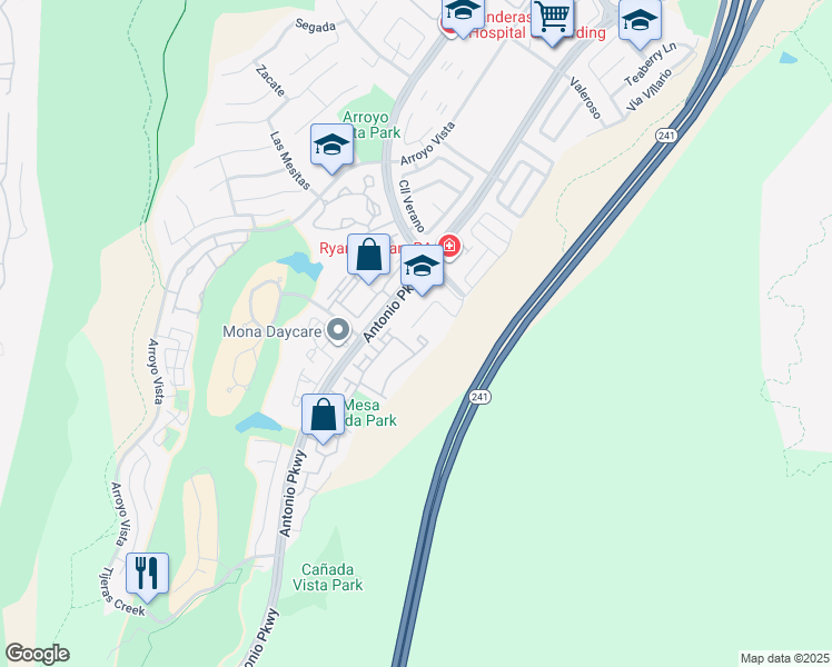 map of restaurants, bars, coffee shops, grocery stores, and more near 1 Rabano in Rancho Santa Margarita