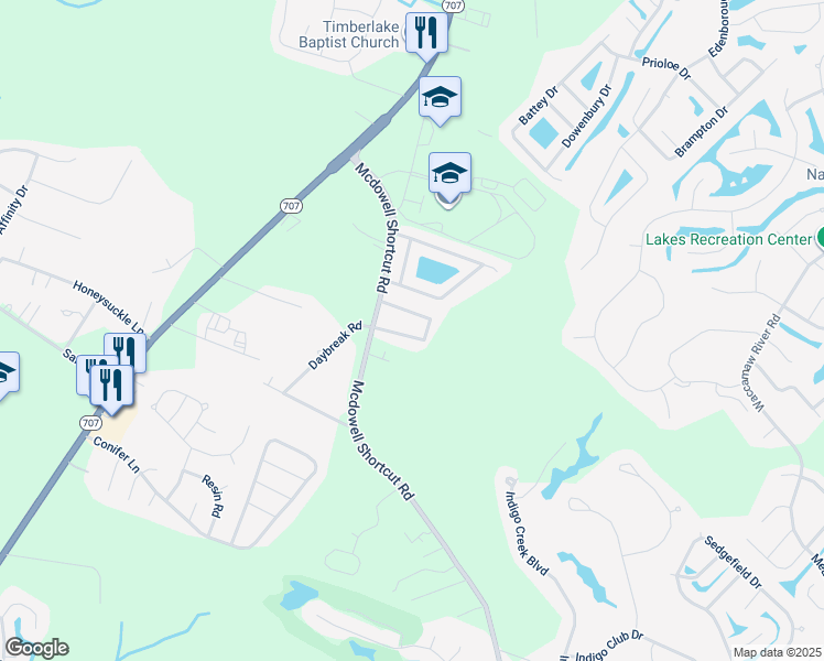 map of restaurants, bars, coffee shops, grocery stores, and more near 9851 Mcdowell Shortcut Road in Murrells Inlet