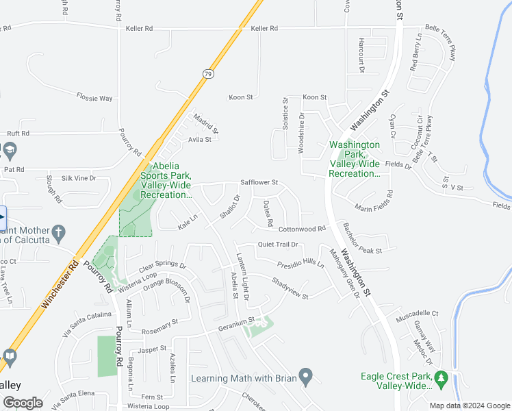 map of restaurants, bars, coffee shops, grocery stores, and more near 34648 Chinaberry Street in Winchester