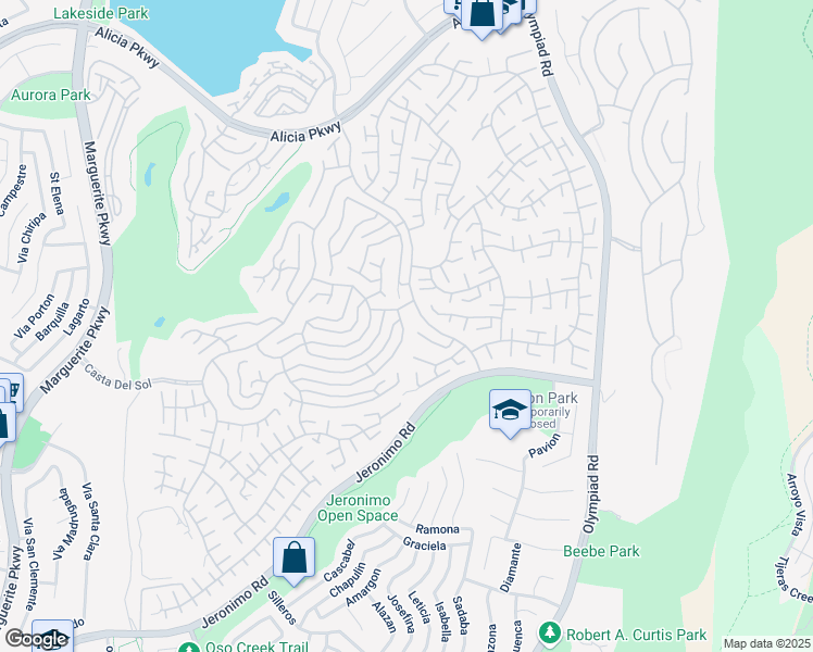 map of restaurants, bars, coffee shops, grocery stores, and more near 28242 Via Herrera in Mission Viejo