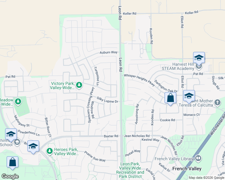 map of restaurants, bars, coffee shops, grocery stores, and more near 34704 Bright Pine Way in Menifee