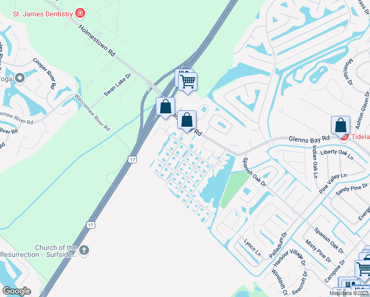 map of restaurants, bars, coffee shops, grocery stores, and more near 2263 Andover Drive in Myrtle Beach