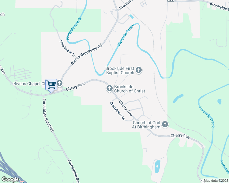 map of restaurants, bars, coffee shops, grocery stores, and more near 1001 Bivens Chapel Road in Birmingham