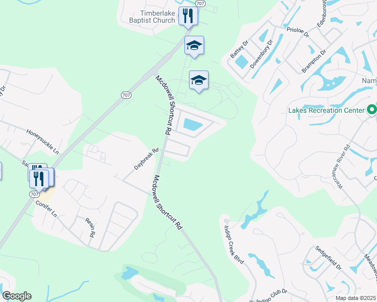 map of restaurants, bars, coffee shops, grocery stores, and more near 141 Woodland Park Loop in Myrtle Beach