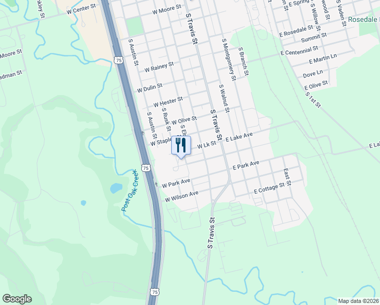 map of restaurants, bars, coffee shops, grocery stores, and more near 221 West Lake Avenue in Sherman