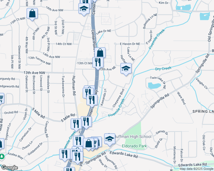 map of restaurants, bars, coffee shops, grocery stores, and more near 1141 Kawanda Lane in Birmingham
