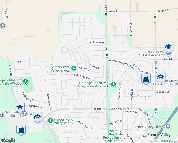 map of restaurants, bars, coffee shops, grocery stores, and more near 30859 Nature Road in Murrieta