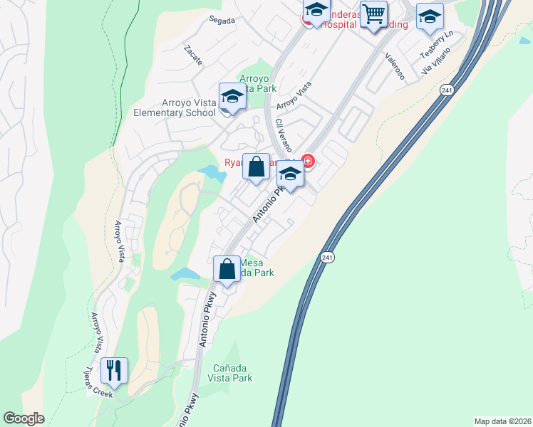 map of restaurants, bars, coffee shops, grocery stores, and more near 9 Pomelo in Rancho Santa Margarita
