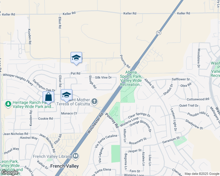 map of restaurants, bars, coffee shops, grocery stores, and more near 31924 Ridge Berry Drive in Winchester