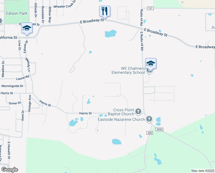 map of restaurants, bars, coffee shops, grocery stores, and more near 3104 Briarcliff Circle in Gainesville