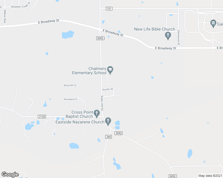 map of restaurants, bars, coffee shops, grocery stores, and more near 3506 Austin Street in Gainesville