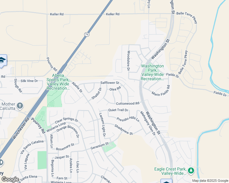 map of restaurants, bars, coffee shops, grocery stores, and more near 32547 Olea Road in Winchester
