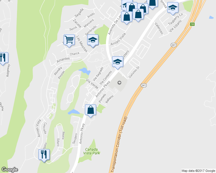 map of restaurants, bars, coffee shops, grocery stores, and more near 27 Pomelo in Rancho Santa Margarita