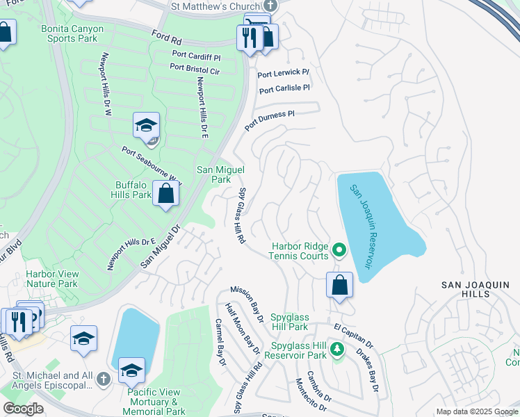 map of restaurants, bars, coffee shops, grocery stores, and more near 29 Montpellier in Newport Beach