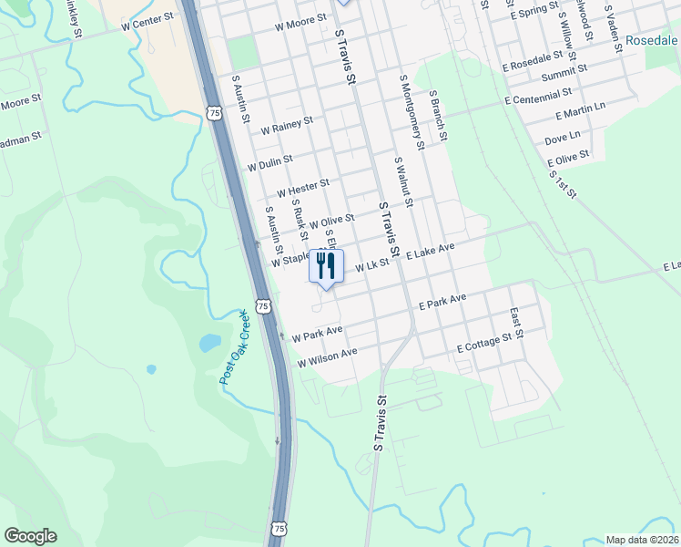 map of restaurants, bars, coffee shops, grocery stores, and more near 221 West Lake Avenue in Sherman