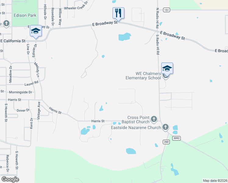 map of restaurants, bars, coffee shops, grocery stores, and more near 3100 Briarcliff Circle in Gainesville