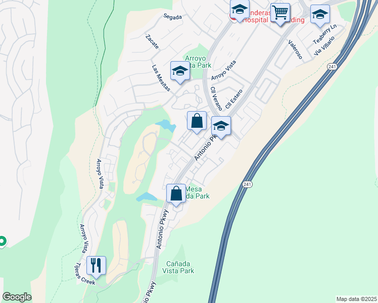 map of restaurants, bars, coffee shops, grocery stores, and more near 170 Vía Contento in Rancho Santa Margarita
