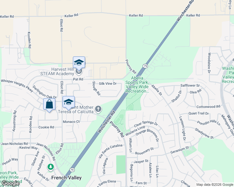 map of restaurants, bars, coffee shops, grocery stores, and more near 34632 Spindle Tree Street in Winchester