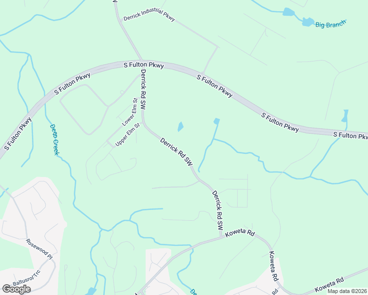 map of restaurants, bars, coffee shops, grocery stores, and more near 5080 Derrick Road Southwest in College Park