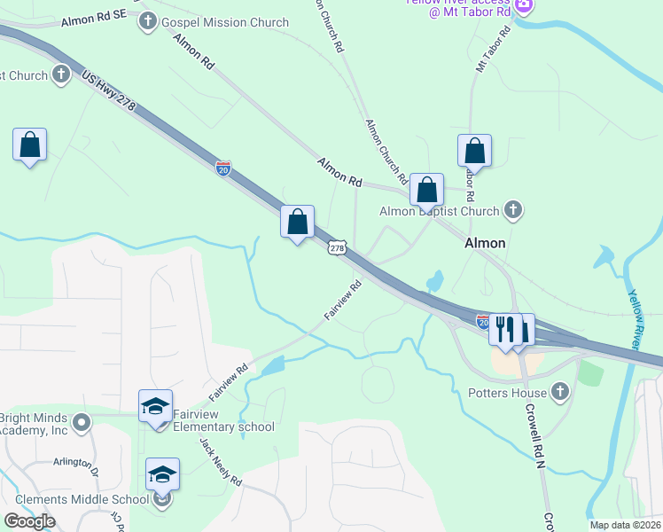 map of restaurants, bars, coffee shops, grocery stores, and more near 25 Wallace Street in Covington